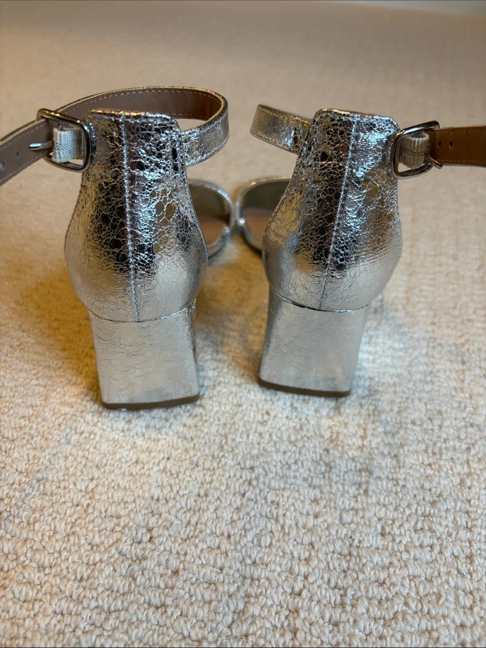 Abound Silver Metallic Ankle-Strap Block Heels